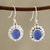 Chalcedony dangle earrings, 'Radiant Petals' - Oval Chalcedony Dangle Earrings Crafted in India