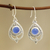 Chalcedony dangle earrings, 'Mysterious Blue' - Rope Pattern Chalcedony Dangle Earrings from India thumbail