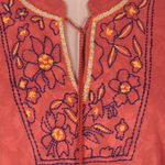 Cotton A-line dress, 'Delhi Spring in Russet' - Floral Embroidered Cotton A-Line Dress in Paprika from India