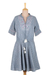 Cotton A-line dress, 'Delhi Spring in Wedgwood' - Cotton A-Line Summer Dress in Wedgwood Blue (image 2a) thumbail