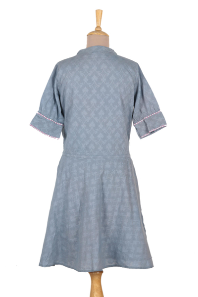 Vestido evasé de algodón - Vestido de verano de corte A de algodón en azul Wedgwood