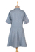 Cotton A-line dress, 'Delhi Spring in Wedgwood' - Cotton A-Line Summer Dress in Wedgwood Blue (image 2c) thumbail
