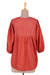 Cotton top, 'Delhi Spring in Russet' - Embroidered Cotton Top in Paprika from India (image 2c) thumbail