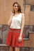 Embroidered cotton skirt, 'Assam Terracotta' - Terracotta Cotton Embroidered Short Skirt (image 2) thumbail