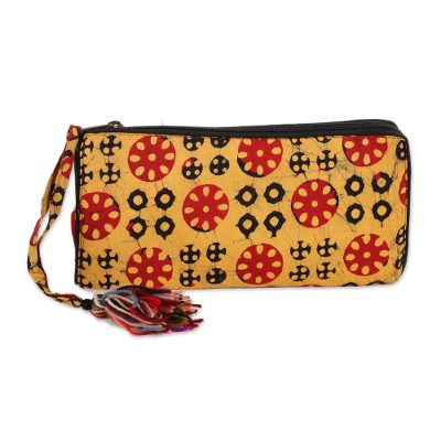 Batik Cotton Wallet in Amber from India