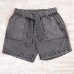 Cotton shorts, 'Summer Relaxation in Slate' - Drawstring Cotton Shorts in Slate from India
