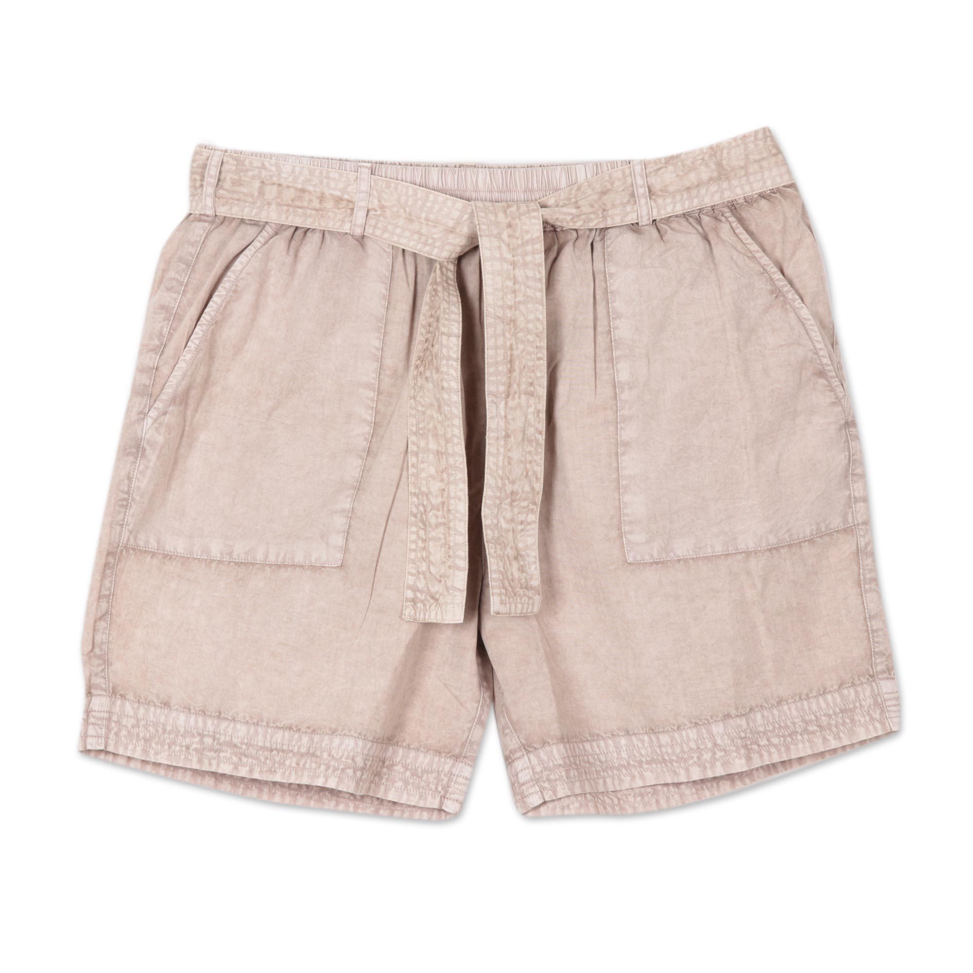 Drawstring Cotton Shorts in Beige from India Summer Relaxation in