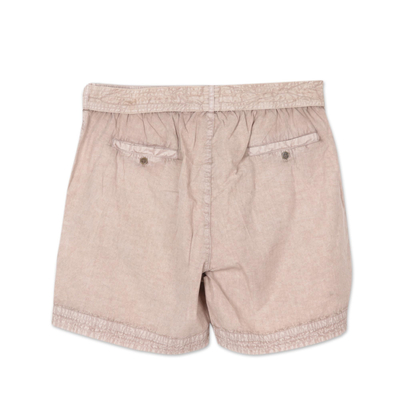 Pantalones cortos de algodón - Shorts de algodón con cordón en beige de la India