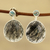Tourmalinated quartz dangle earrings, 'Elegant Veins' - Tourmalinated Quartz and Composite Turquoise Dangle Earrings (image 2) thumbail