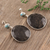 Tourmalinated quartz dangle earrings, 'Elegant Veins' - Tourmalinated Quartz and Composite Turquoise Dangle Earrings (image 2b) thumbail