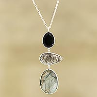Multi-gemstone pendant necklace, 'Splendorous Evening' - 26.5-Carat Multi-Gemstone Pendant Necklace from India