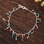 Multi-gemstone charm bracelet, 'Vibrant Glow' - Multi-Gemstone Charm Bracelet Crafted in India