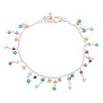 Multi-gemstone charm bracelet, 'Vibrant Glow' - Multi-Gemstone Charm Bracelet Crafted in India