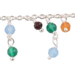 Multi-gemstone charm bracelet, 'Vibrant Glow' - Multi-Gemstone Charm Bracelet Crafted in India