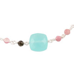 Chalcedony and tourmaline pendant bracelet, 'Colorful Combo' - Chalcedony and Tourmaline Pendant Bracelet from India