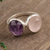 Amethyst and rose quartz cocktail ring, 'Delightful Fusion' - 7-Carat Amethyst and Rose Quartz Cocktail Ring from India (image 2b) thumbail