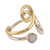 Rainbow moonstone band ring, 'Curling Union' - Rainbow Moonstone Ring with Sterling Silver and Brass (image 2c) thumbail