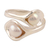 Cultured pearl wrap ring, 'Lily Twins' - Lily Flower Cultured Pearl Wrap Ring from India (image 2a) thumbail