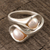 Cultured pearl wrap ring, 'Lily Twins' - Lily Flower Cultured Pearl Wrap Ring from India (image 2b) thumbail