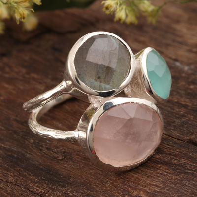 Multi-gemstone cocktail ring, 'Sparkling Blossom' - 16.5-Carat Multi-Gemstone Cocktail Ring from India