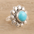Sterling silver cocktail ring, 'Flower of the Sky' - Floral Reconstituted Turquoise Cocktail Ring from India (image 2b) thumbail