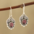 Garnet dangle earrings, 'Teardrop Leaves' - Leaf-Themed Garnet Dangle Earrings from India (image 2) thumbail