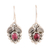 Garnet dangle earrings, 'Teardrop Leaves' - Leaf-Themed Garnet Dangle Earrings from India thumbail