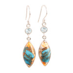 Blue topaz dangle earrings, 'Elegance of the Beach' - Blue Topaz and Composite Turquoise Dangle Earrings