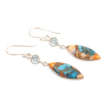 Blue topaz dangle earrings, 'Elegance of the Beach' - Blue Topaz and Composite Turquoise Dangle Earrings