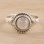 Rainbow moonstone cocktail ring, 'Gemstone Moon' - Rainbow Moonstone Cocktail Ring Crafted in India