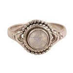 Rainbow moonstone cocktail ring, 'Gemstone Moon' - Rainbow Moonstone Cocktail Ring Crafted in India