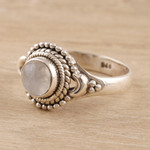 Rainbow moonstone cocktail ring, 'Gemstone Moon' - Rainbow Moonstone Cocktail Ring Crafted in India