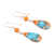 Carnelian dangle earrings, 'Teardrop Glamour' - Carnelian and Composite Turquoise Dangle Earrings from India (image 2c) thumbail
