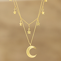 Featured review for Gold plated sterling silver pendant necklace, Celestial Gleam