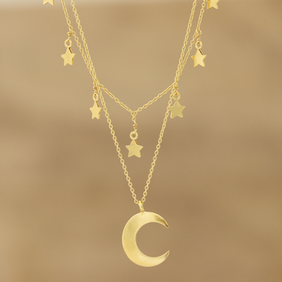 Gold plated sterling silver pendant necklace, Celestial Gleam