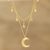 Gold plated sterling silver pendant necklace, 'Celestial Gleam' - Gold Plated Sterling Silver Moon and Star Necklace thumbail