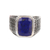 Men's lapis lazuli ring, 'Blue Greek Key' - Men's Lapis Lazuli Ring from India