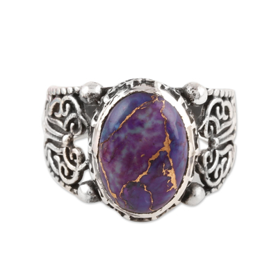 Men's composite turquoise ring, 'Masculine Royalty' - Men's Purple Composite Turquoise Ring from India