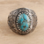Men's composite turquoise ring, 'Intricate Style' - Men's Oval Composite Turquoise Ring from India thumbail