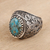 Men's composite turquoise ring, 'Intricate Style' - Men's Oval Composite Turquoise Ring from India (image 2b) thumbail