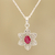Ruby pendant necklace, 'Snow Flower' - Foral Faceted Ruby Pendant Necklace from India (image 2b) thumbail