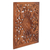 Mango wood relief panel, 'Floral Square' - Floral Mango Wood Relief Panel in Brown from India