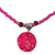 Anhänger-Halskette aus Knochen und Holzperlen, 'Blumiges Medaillon in Rosa'. - Halskette mit Blumenknochen und Holzperlen als Anhänger in Rosa