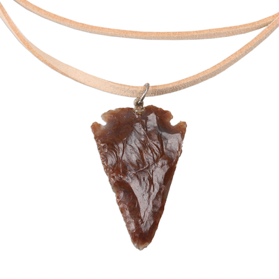 Agate Arrowhead Pendant Necklace from India