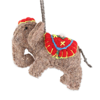 Wollfilz-Ornamente, (6er-Set) - Elefanten-Ornamente aus Wollfilz aus Indien (6er-Set)