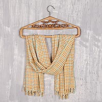 Viscose shawl, 'Classic Pattern' - Handwoven Patterned Viscose Shawl from India