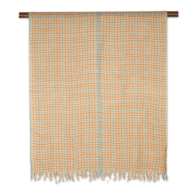 Viscose shawl, 'Classic Pattern' - Handwoven Patterned Viscose Shawl from India