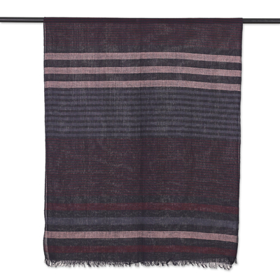 Cotton shawl, 'Subdued Stripes' - Handwoven Cotton Shawl with Subdued Stripes from India