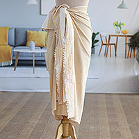 Cotton sarong, Stylish Stripes in Buff