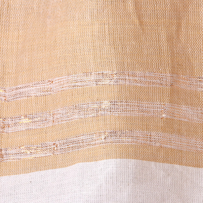 Cotton blend sarong, 'Stylish Stripes' - Handwoven Cotton Blend Sarong in Buff from India